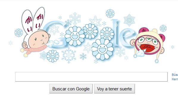takashi murakami doodle Google invierno